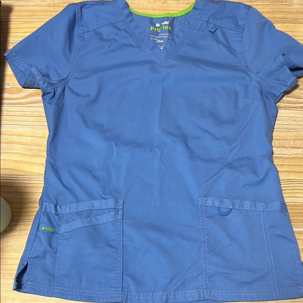 Landau ProFlex Ceil Blue Scrub Top